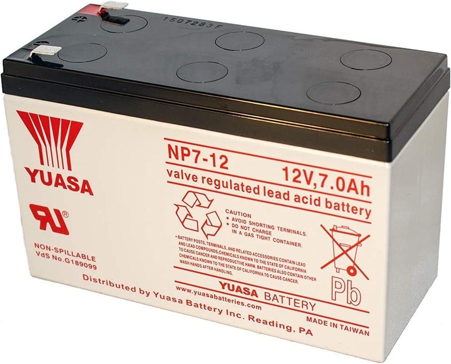 Yuasa NP7-12 12V 7Ah Sealed Lead Acid Battery with F1 Terminal